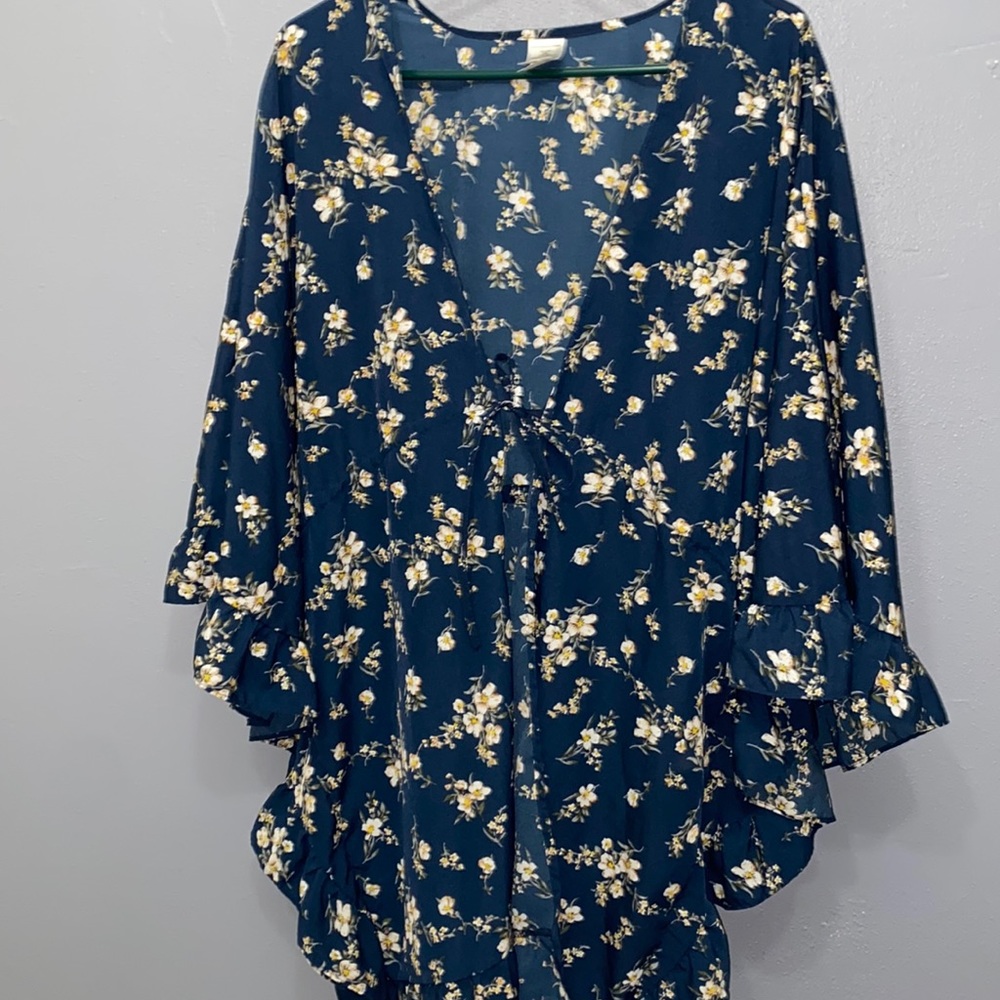 Time & Tru Floral Print Kimono Cardigan size XXL - XXXL / 2XG-3XG